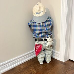 30" Time Out “Hide & Seek Boy” Stand in the Corner Doll Jeans Plaid Shirt